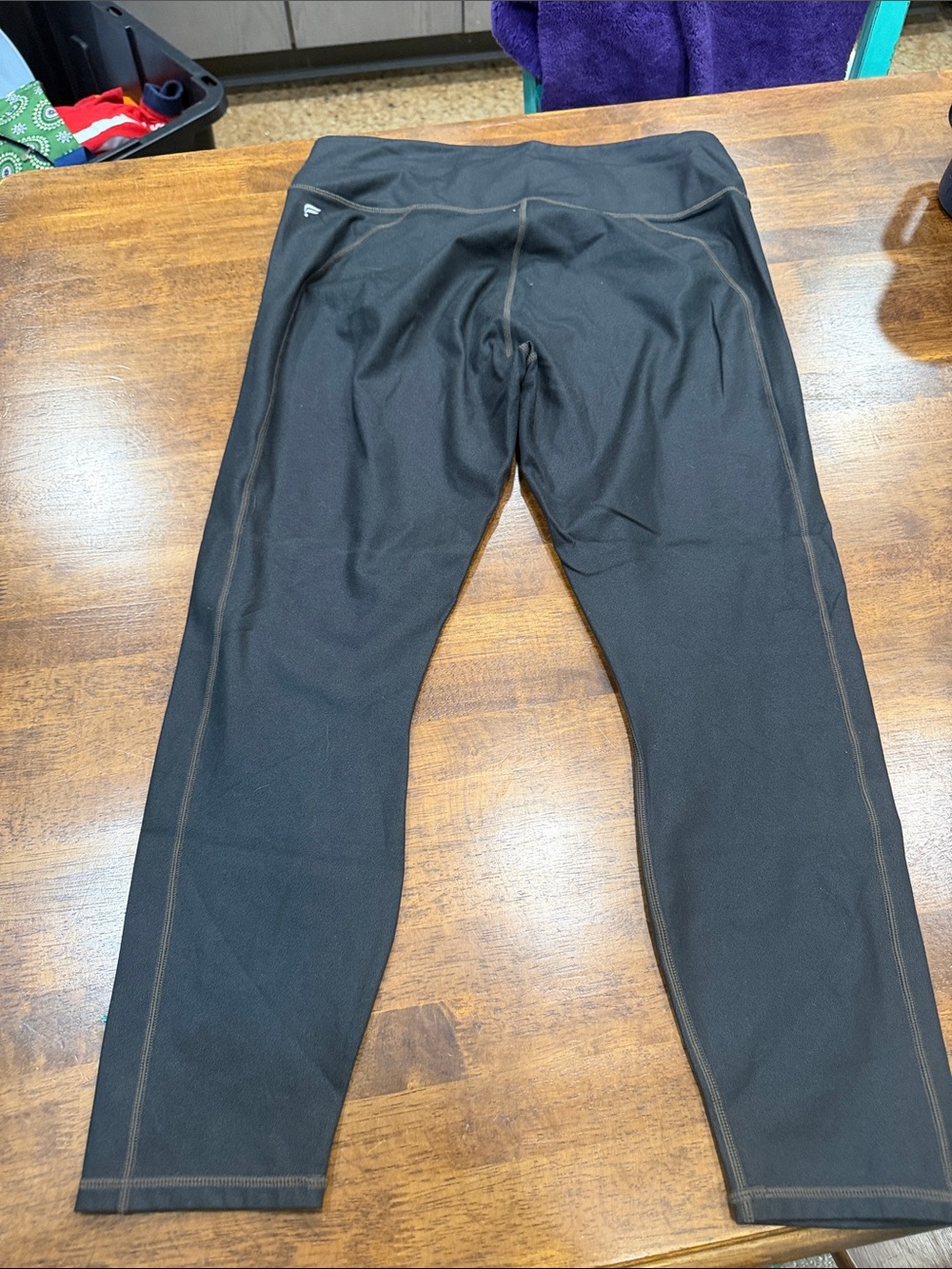 Fabletics Black Performance Leggings with Contrast Stitching